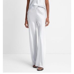 Vince Womens Fluid Satin Bias Pant Silver
